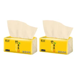 3 Bags of 810 Sheets Paper Extraction Flexible Napkin Bamboo Tissue Facial Cleaning Towel Disposable Dry and Wet Tissue Yellow (