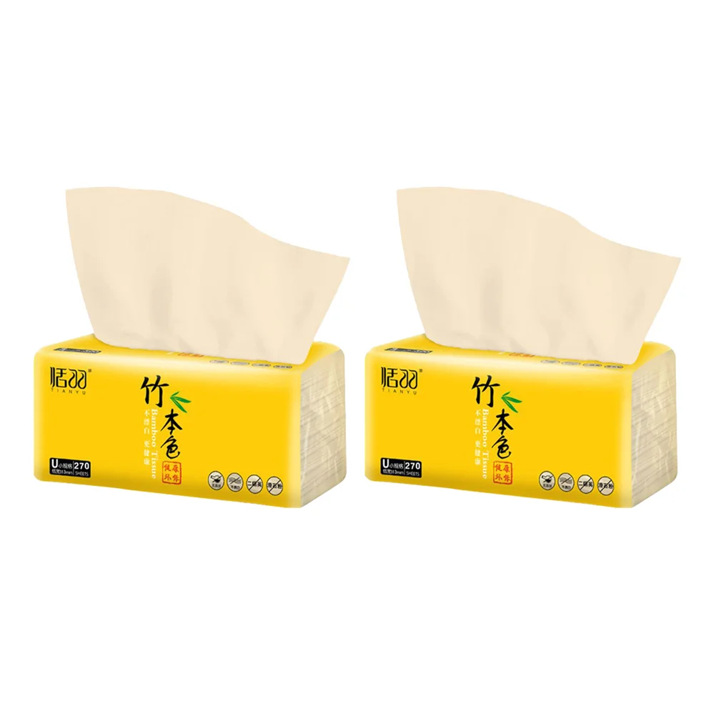 3 Bags of 810 Sheets Paper Extraction Flexible Napkin Bamboo Tissue Facial Cleaning Towel Disposable Dry and Wet Tissue Yellow (