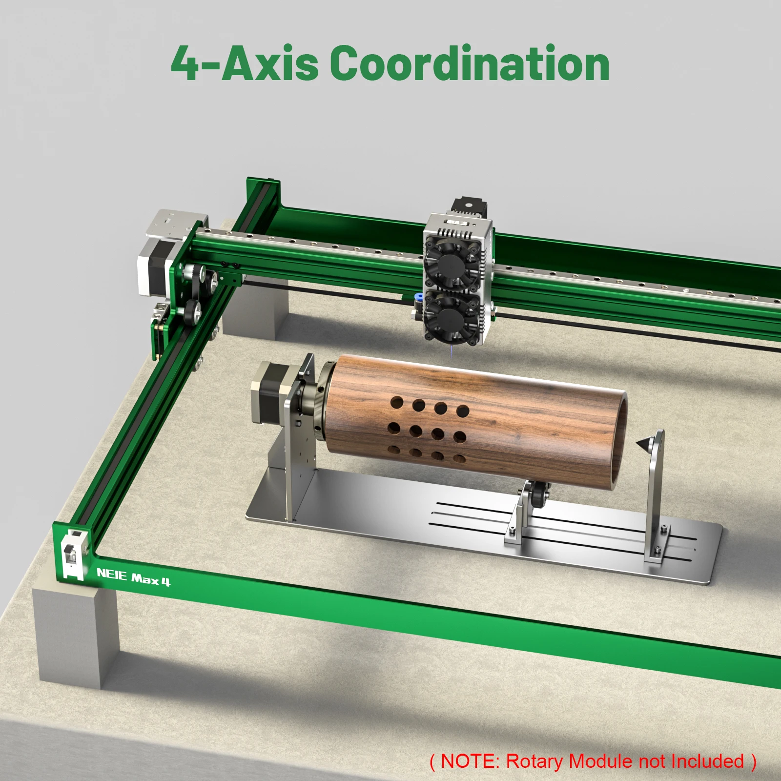 NEJE 4 MAX E80 120W DIY Industrial 4-Axis Laser Engraver CNC Laser Cutter 3D Printer, for Metal Engraving and Wood Cutting Tool