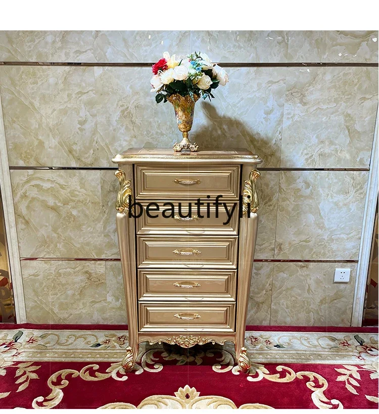 

A26 French solid wood chest of drawers European luxury carved chest of drawers Living room storage locker