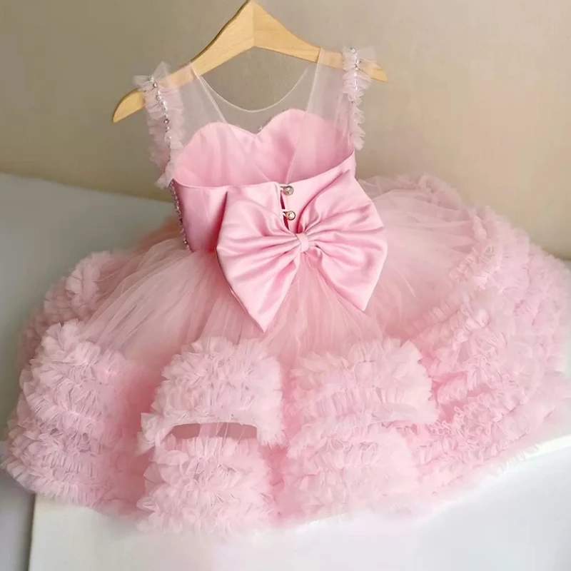 Robe à Fleurs Vertes en Tulle Bouffant à Plusieurs Niveaux, Haut Perlé avec Nministériels d en Fibre, pour Mariage, ixd'Anniversaire, Banquet, Princesse