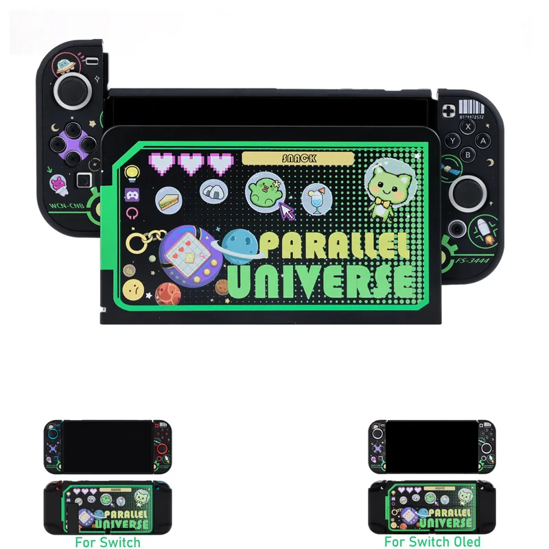 Starry Sky Cat Hard TV Dock Cover Stand Charger Crystal Shell for Nintendo Switch Oled NS Joy-Con Controller Full Protector Case