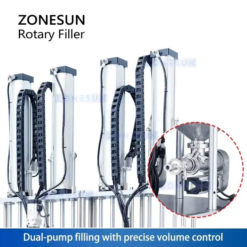 ZONESUN ZS-VTRPF4 Riempitrice automatica per crema a 4 colori |   Riempitore cosmetico rotante per vasetti da 5-100 ml