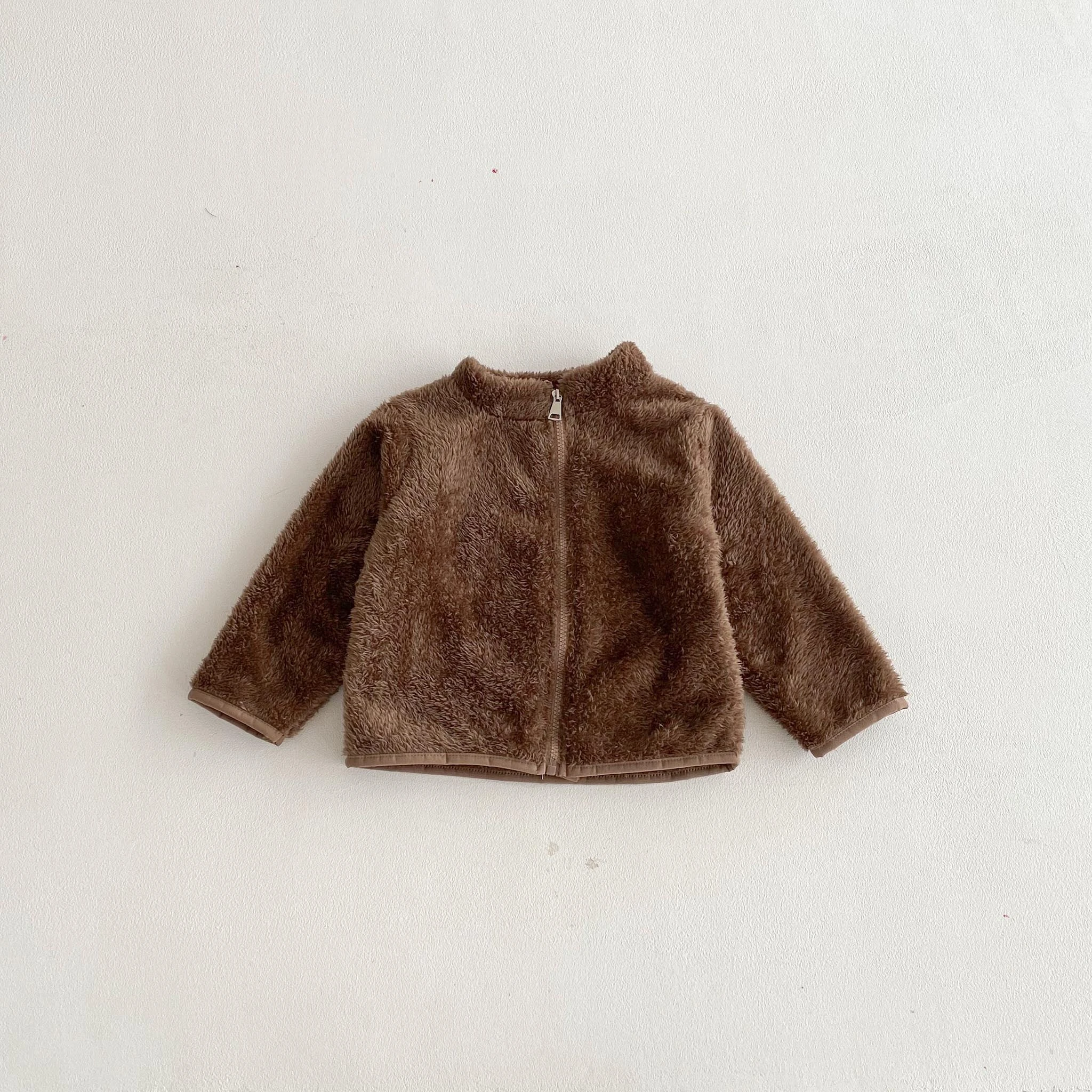 1-6Age Child Solid Color Plush Coats Casual Fashion Clothes Long-sleeved Tops Outerwear New Design Wear Simple Versatile Coats