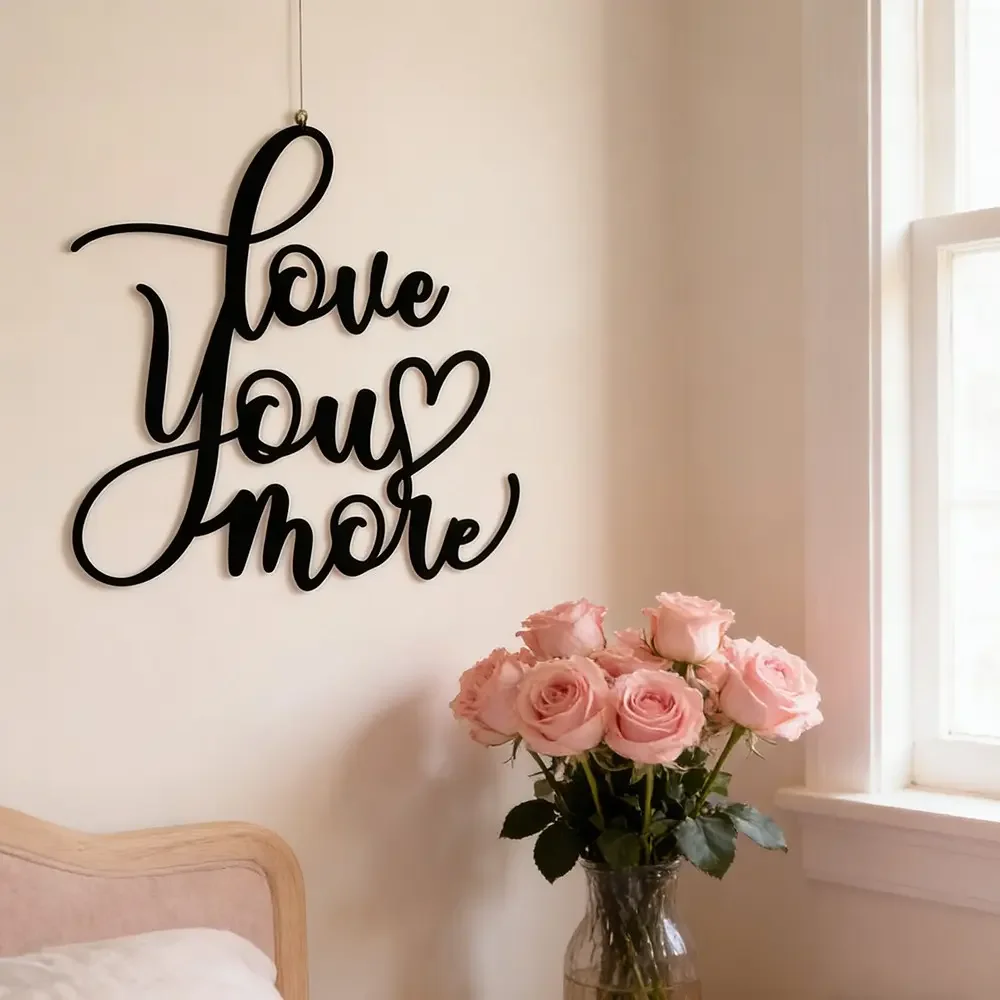 CIFBUY Wrought Iron Love Word Wall Art Decor 30cm Handwritten Letter Hanging Sign for Bedroom Living Room Wedding Gift