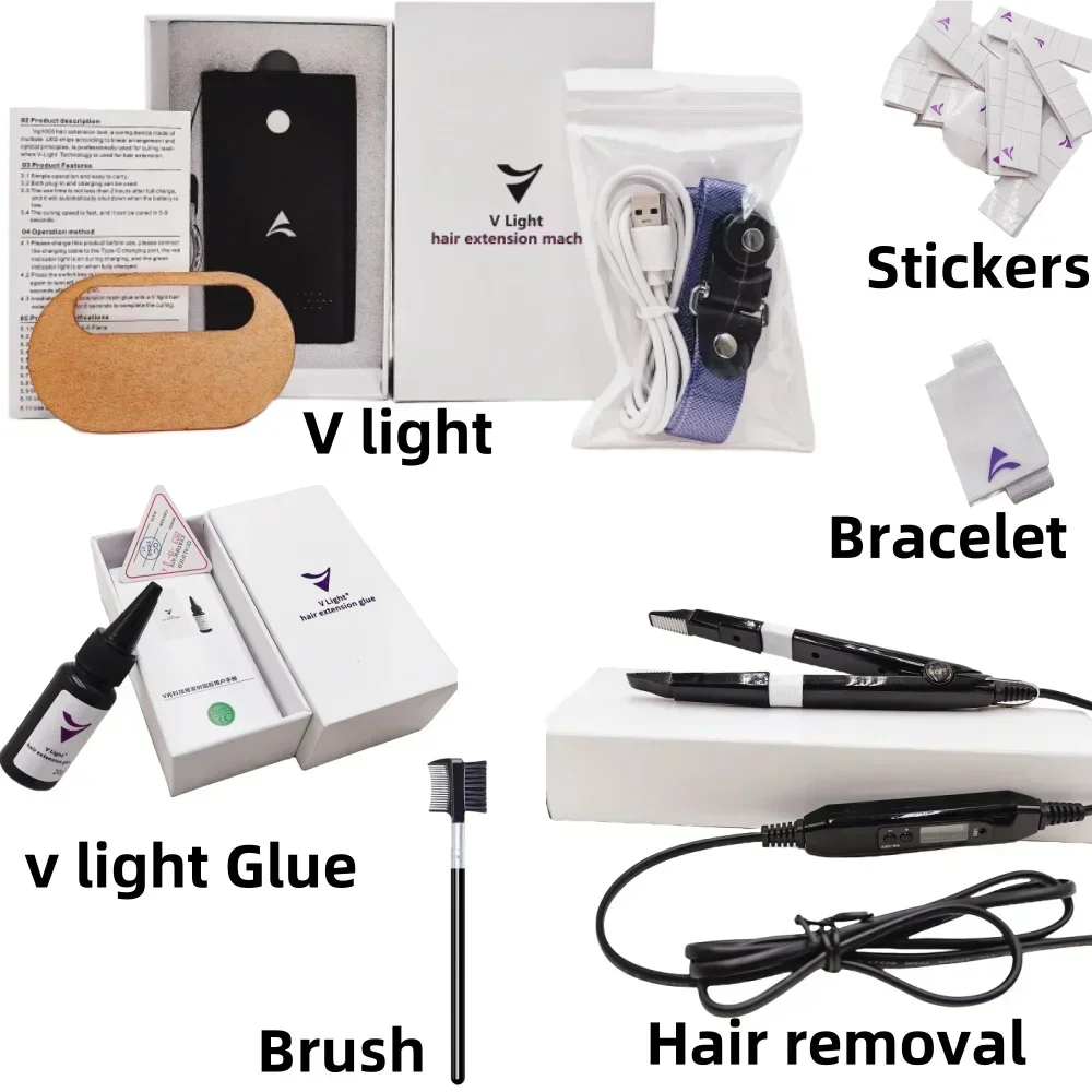 V-light-Juego  herramienta de injerto rápido de cabello Real, cinta firme y sin huellas, pieza de peluca, tecnología