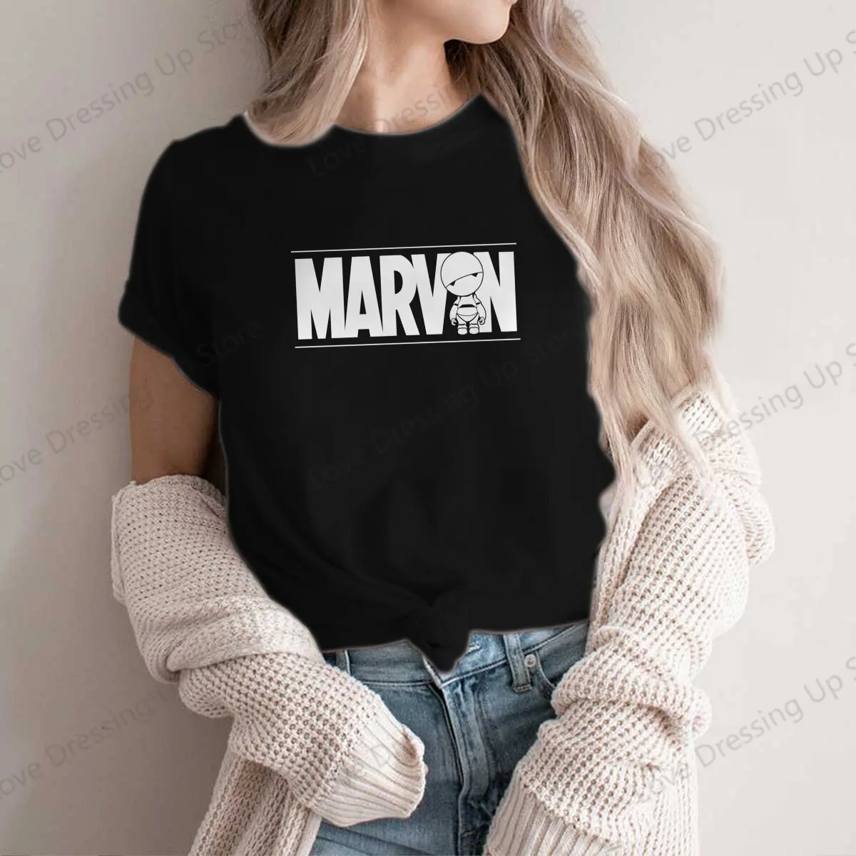 Marvelous Marvin Hiker Vintage O Neck TShirt  High Quality LooseGirl Tee Unique Summer Women's clothing