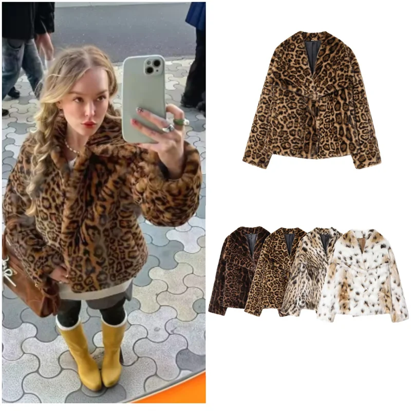 Guobioziy Women's Jacket 2026 Autumn/Winter New Fashionable Versatile Long-Sleeve Turn-Down Collar Faux Fur Loose Top