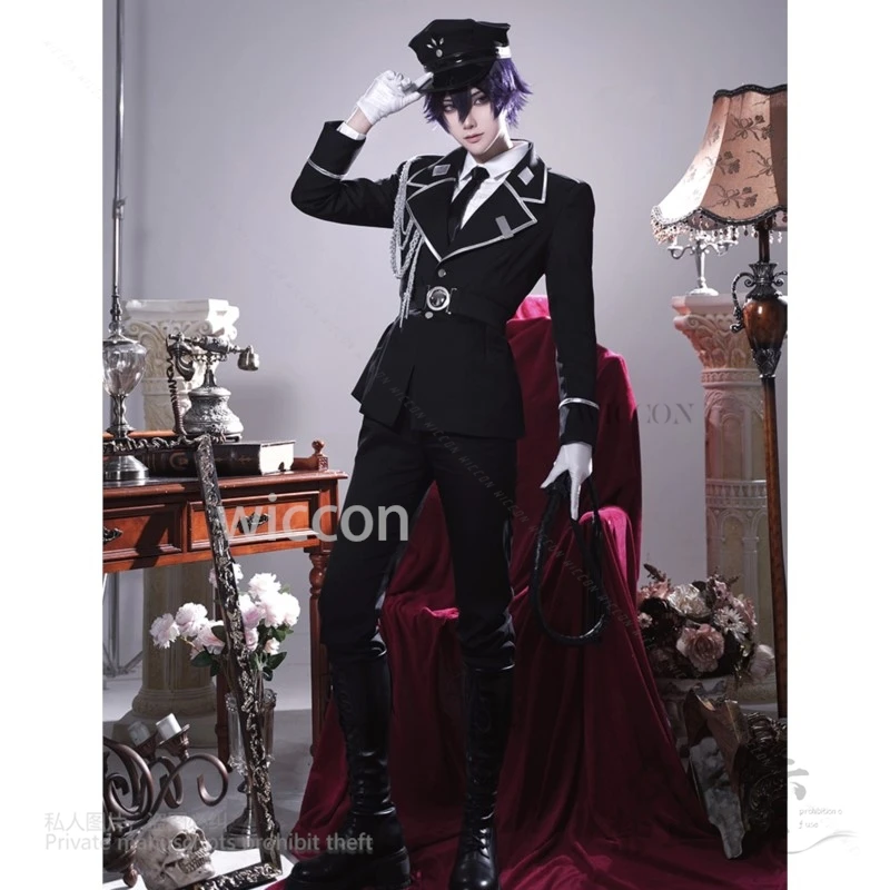 Aki Myojin Anime Cosplay Costume Sweet Punishment Cosplay 2XL Men Handsome Uniform Black Suit Wigs Adult Customized Halloween
