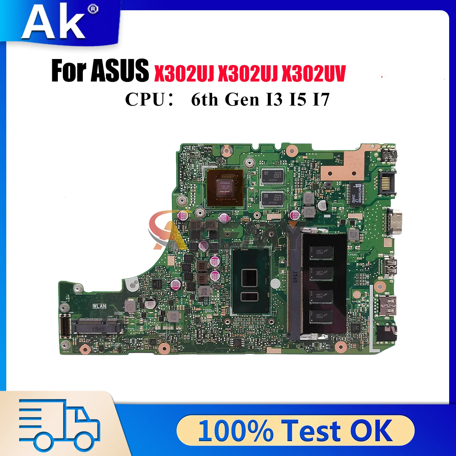 

X302UJ Laptop Motherboard For ASUS VivoBook X302U X302UV X302UJ Notebook Mainboard With I3 I5 I7 CPU 100% tests OK fast shipping