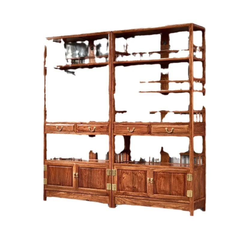 

New Chinese bookshelf mahogany furniture hedgehog red sandalwood bogu frame tea display cabinet ornament