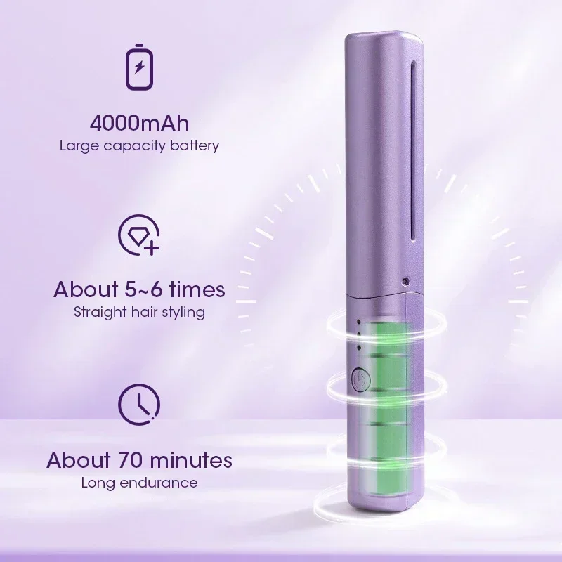 مكواة فرد الشعر اللاسلكية المحمولة، مشط تجعيد الشعر بالأيونات السالبة من السيراميك، تسخين سريع احترافي للنساء والسفر المنزلي #2