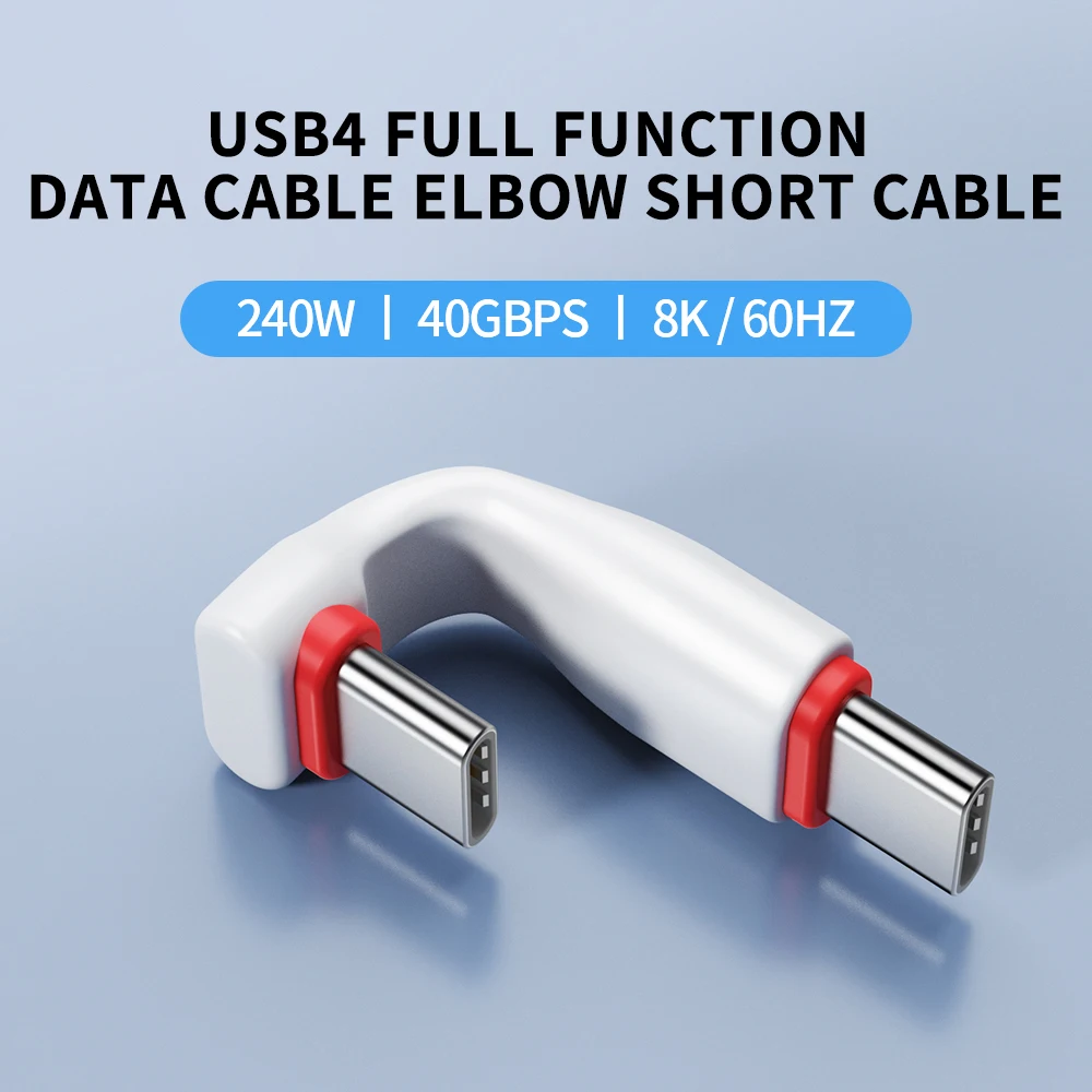 20Gbps 90° USB Cable C to C PD 3A 60W 75MM Mobile Power USB-C Cable for iPhone 16 15 Pro Max MacBook Charging Bank Laptop Tablet