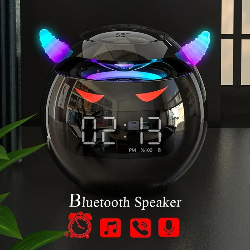 Wireless Bluetooth Speaker Audio with LED Digital Alarm Clock Music Player Wireless Ball Shape Clock Speaker Outdoor Party Clock