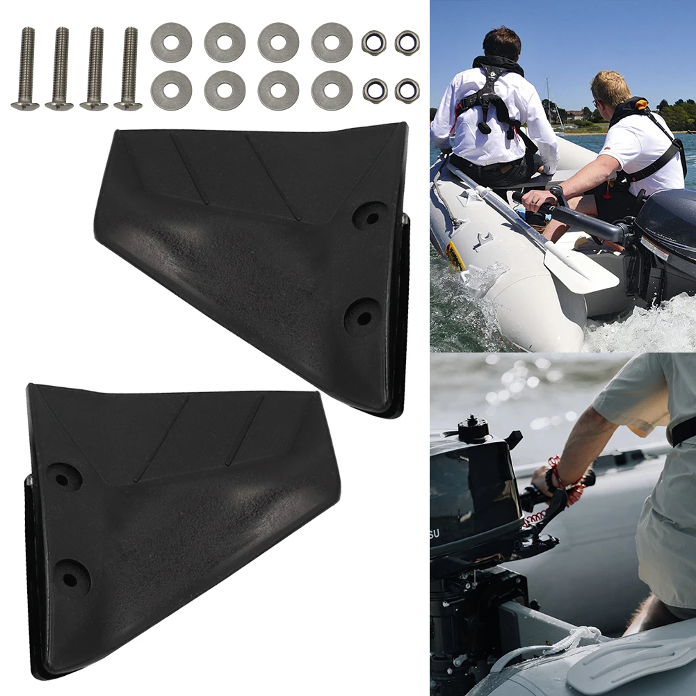 Dual Fin Outboards ABS Plastic Wings Black Marine Hydrofoil Stabilizer Boat Parts Engine Components for 4-50 HP Yacht Wave Board