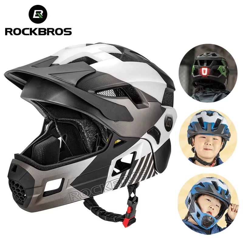 

ROCKBROS Children's Cycling Helmet Kids Detachable Bicycle Full Face Helmet Skateboarding Scooter Safety MTB Road Bike Helmet