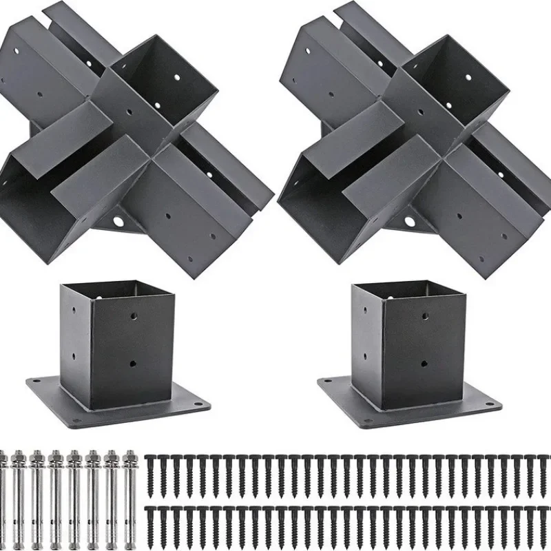 Outdoor pergola bracket, corner bracket, pergola bracket, steel and wood combination