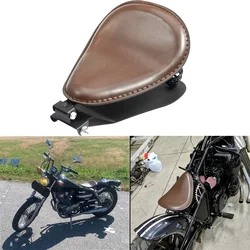 Motorcycle Brown PU Leather Driver Solo Seat+3