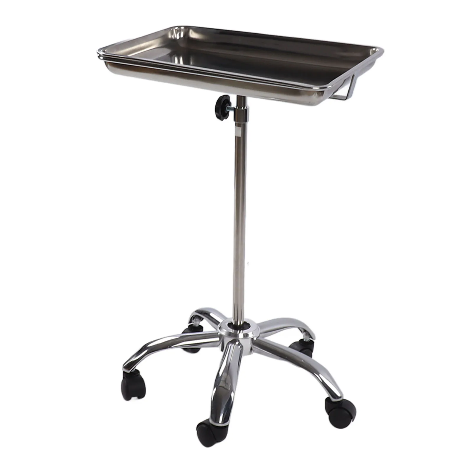 

Salon Tray with Wheels Metal Stainless Steel Liftable Moveable Salon Instrument Tray 8kg Load Capacity for Salons Studios Shop