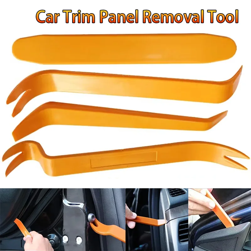 4pcs Car Door Clip Remover Tool Kit, Auto Interior Trim Panel Dashboard Removal Prying Tool Set for DVD Stereo Refit