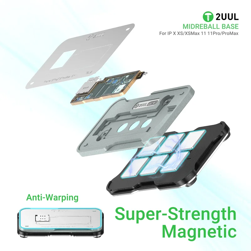 

2UUL BH41 Middle Layer Reballing Station MIDREBALL Base BGA Reballing Stencil Steel Mesh for IP X-11 Pro Max Logic Board