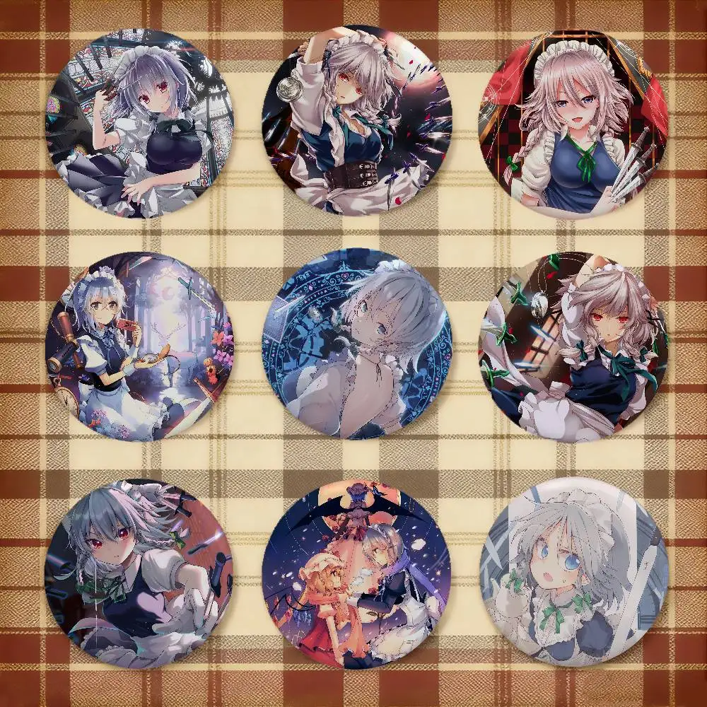 Touhou Project Izayoi Sakuya Broschen, stilvolle Ornament-Pins, exquisites rundes Abzeichen, Taschenzubehör, Schmuck, Geschenke