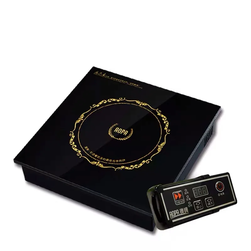 H13 110V Commercial Induction Cooktop, Black Crystal Embedded Hot Pot, Electric Stove for Outdoor and Restaurant Use