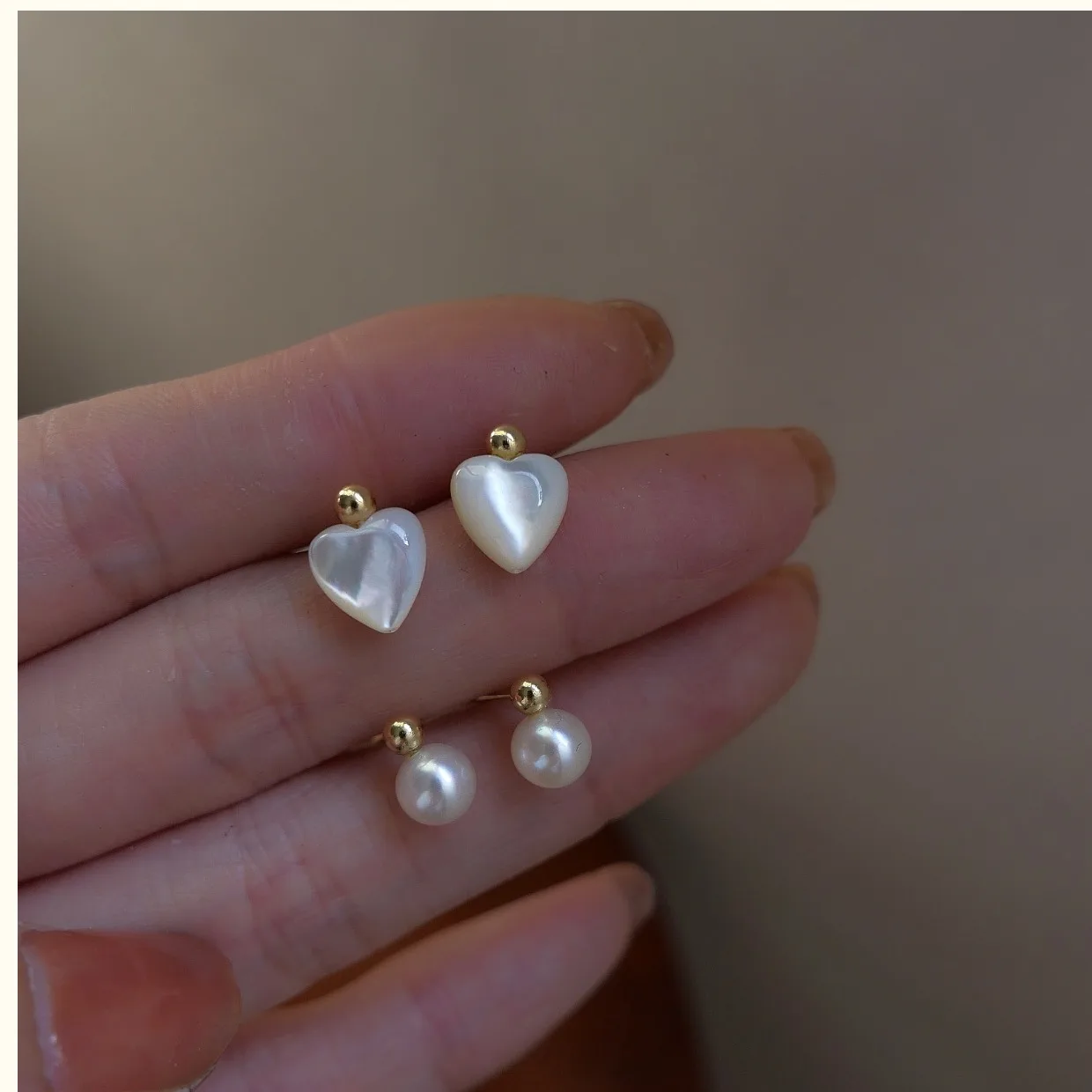 Yesy Ve Women Mini Natural Pearls Earrings 14K Gold Plate Stud Earrings Also Can Be Wore In Bath New Arrival