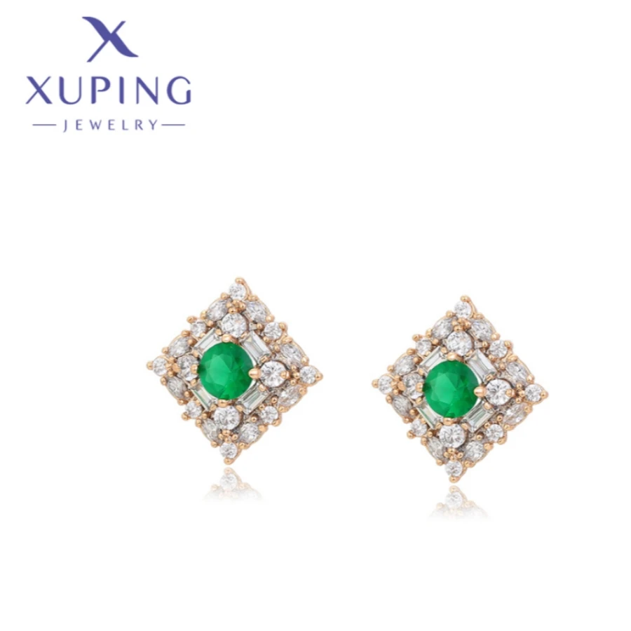 Xuping Jewelry New Arrivals Trendy Elegant Geometry GoId Color Crystal Stud Earrings for Woman Gifts X000754332