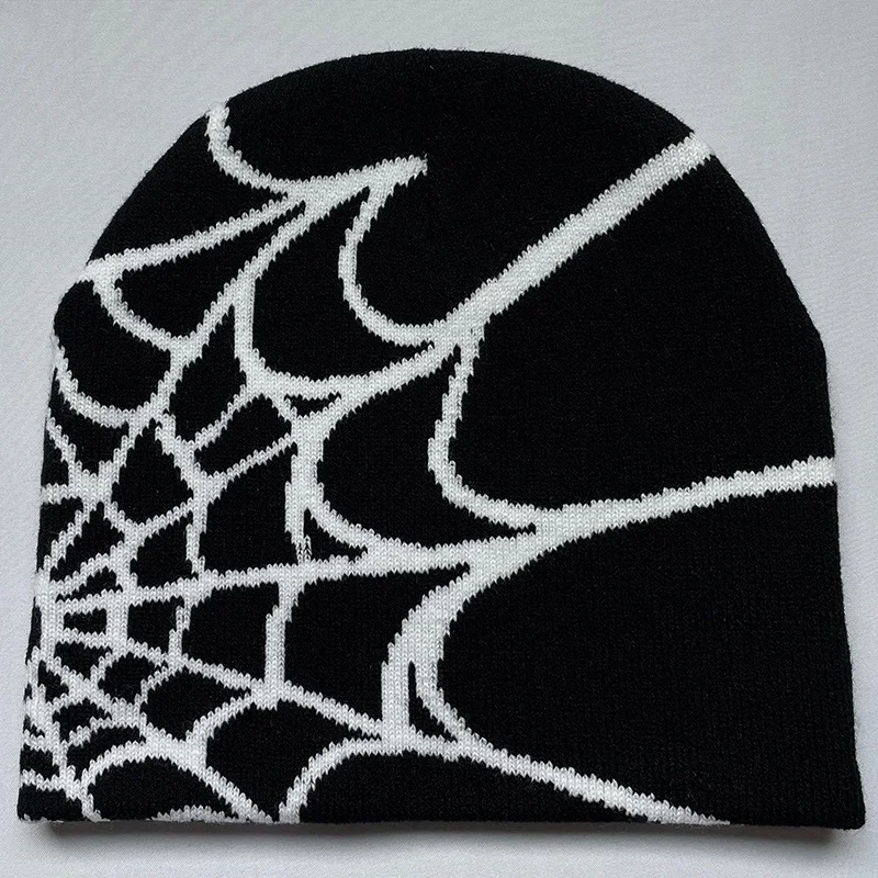 Women Beanie Winter Warm Beanies Men Casual Skullies Outdoor Y2K Gothic Spider Pattern Wool Acrylic Knitted Hat A Durable