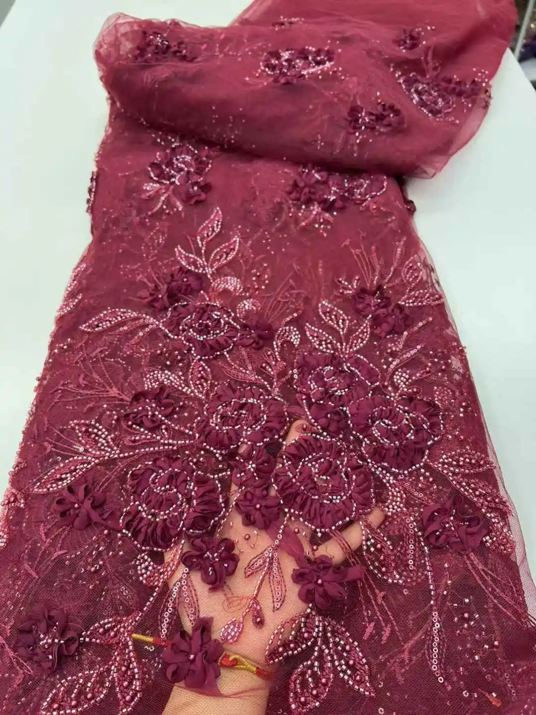 아프리카 스팽글 페르시 레이스 원단 2025 고품질 나이지리아 코튼 레이스 원단 5 야드 여성 파티 드레스를위한 수제 직물