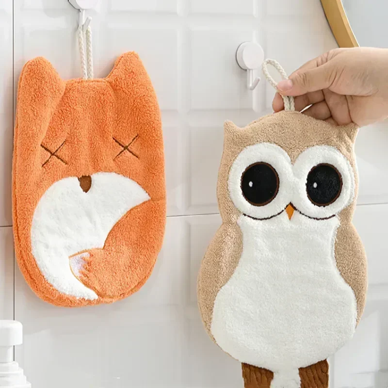 Cute Cartoon Animals Children\'s Hand Towel Quick Drying Microfiber Towels Elephant Hippo Style Kitchen Dishes Cloth Dishcloth