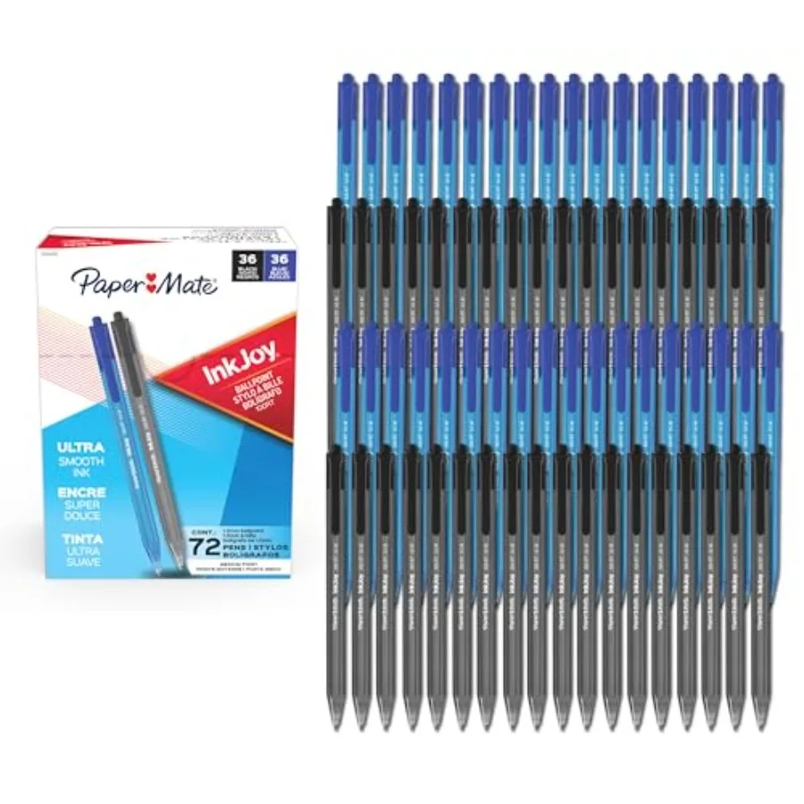 

InkJoy 100RT Ballpoint Pens Medium Point 1.0mm Black and Blue Ink 72 Count