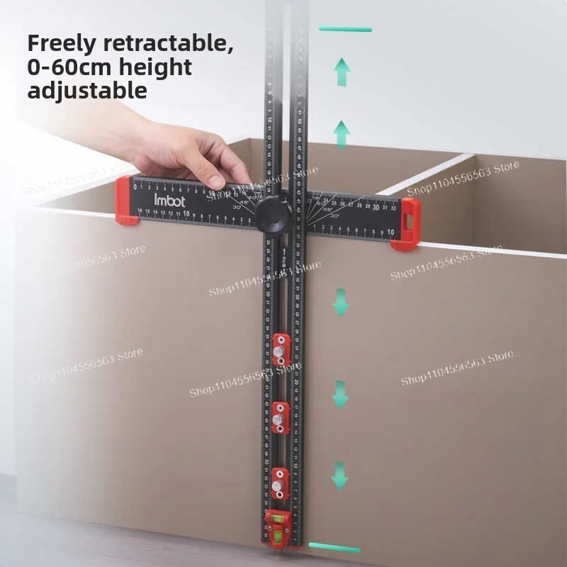 2-in-1 Multifunctional Telescopic T-Ruler - Woodworking Punching Positioner & Right Angle Ruler