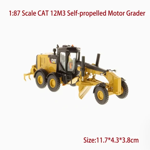 DM Diecast 1:87 Scale CAT 12M3 Self-propelled Motor Grader Alloy Engineering Vehicle Model 85520 Collection Static Ornaments