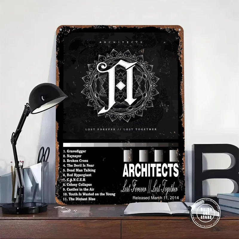 Architects - Lost Forever // Lost Together Metal Poster Customized Wall Art Retro Vintage Tinplate Signs for Gaming Decoration