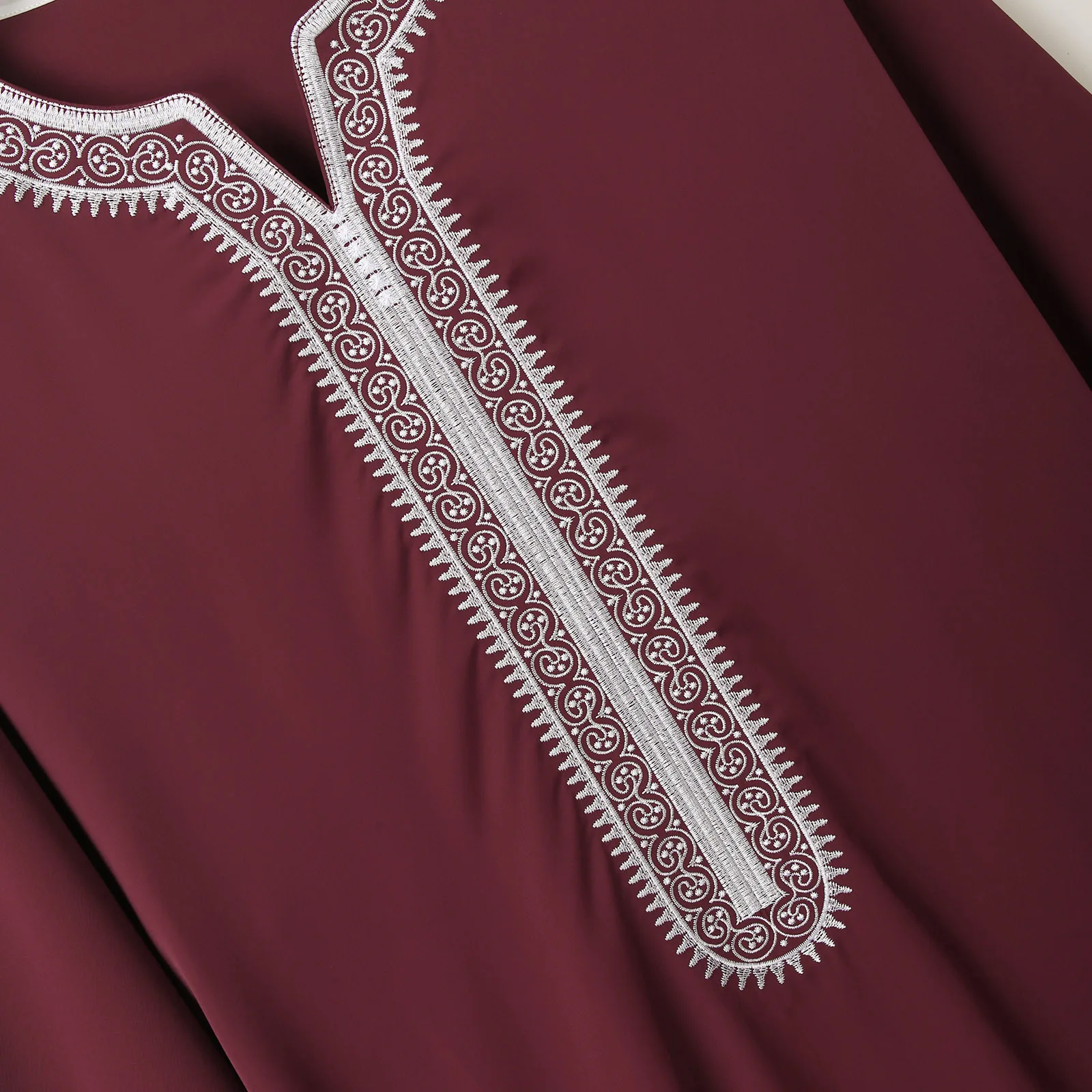 Men’s Muslim Robe Short Sleeve Islamic Clothing Middle East Thobe Arabia Kaftan Embroidered Dress Male Costume Prayer Abaya