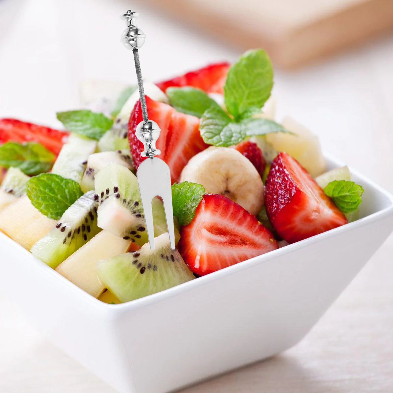 

1pcs Beadable Diy Craft Fruit Tasting Stainless Steel Flatware Kitchen Dessert Fork Stirring Tool Appetizer Serving Fork