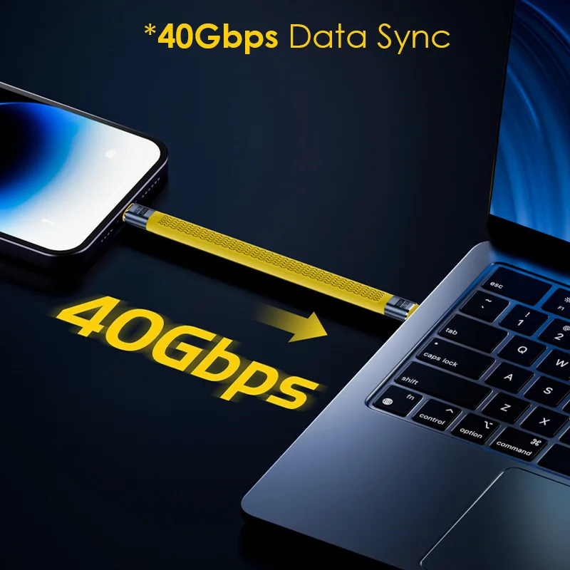 40G/8K/240W USB 4 Type C to C FPC Soft Short Cable 40Gbps Data Sync 8K@60Hz Video 240W PD Charge for 16 Pro Max SSD Power Bank