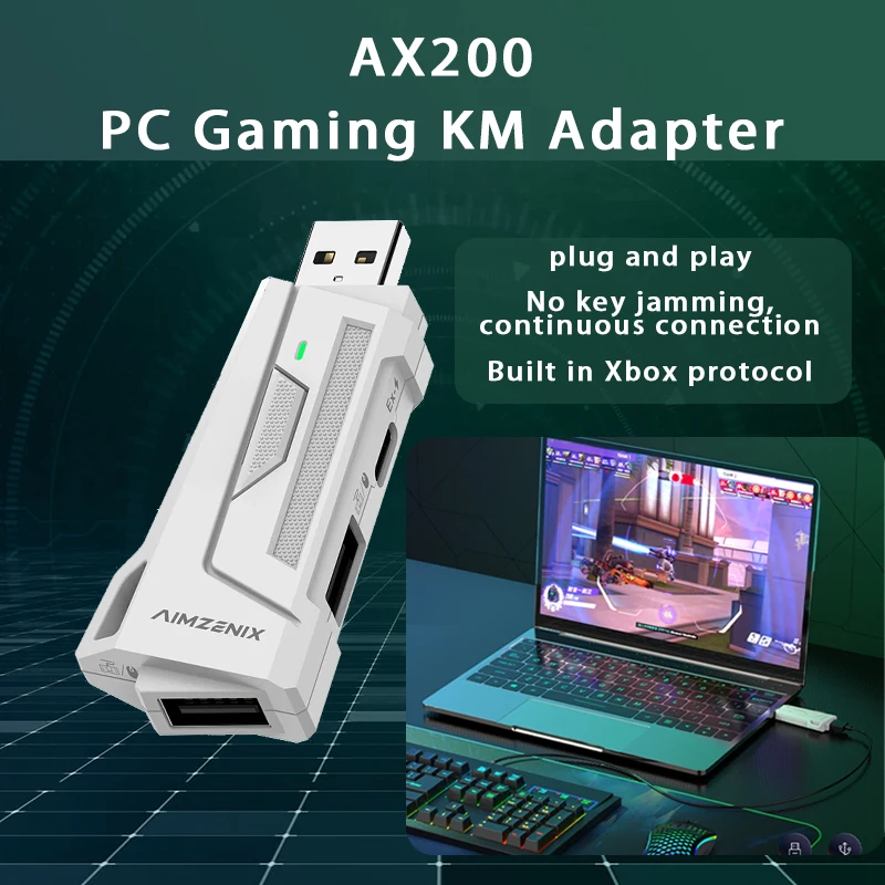 Aimzenix AX200 PC Gaming K&M Converter/Adapter, App Customization, 1000Hz Reporting Rate