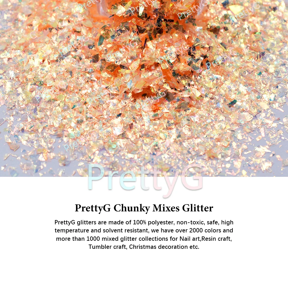 PrettyG 1 scatola di paillettes glitterate a forma di ombre irregolari per resina fai da te, creazione di arte artigianale, trucco per unghie, decorazione, accessori CS