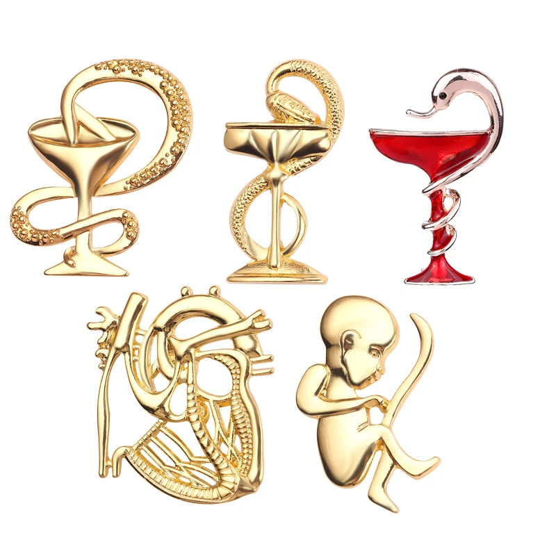 Medical Symbol Model Creativity Brooch Pin Baby Nurse Sternum Heart Hand Brooch Jewelry Men Women Gift Fashion Alloy Jewelry