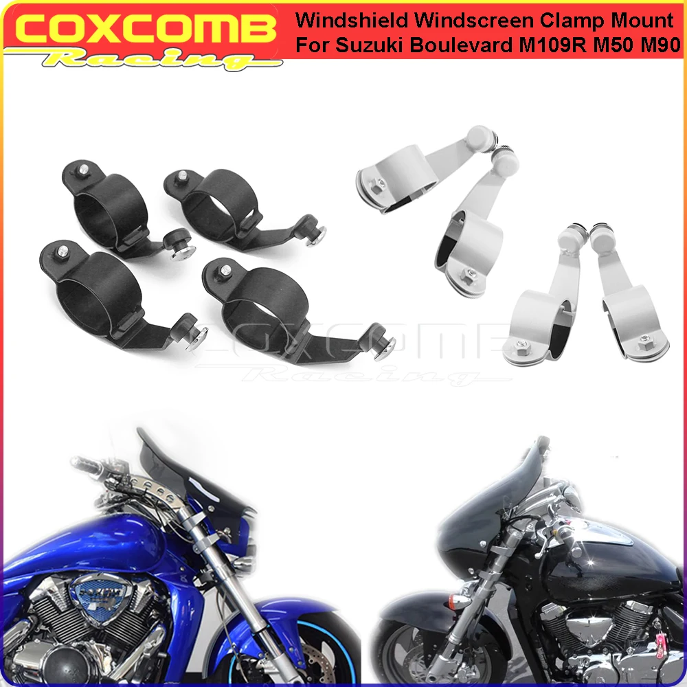 Motorbike Tour Cruiser Wind Screen Air Spoiler Mounting Bracket Windshield Clamp For Suzuki Boulevard M109R M50 M90 VZR1800