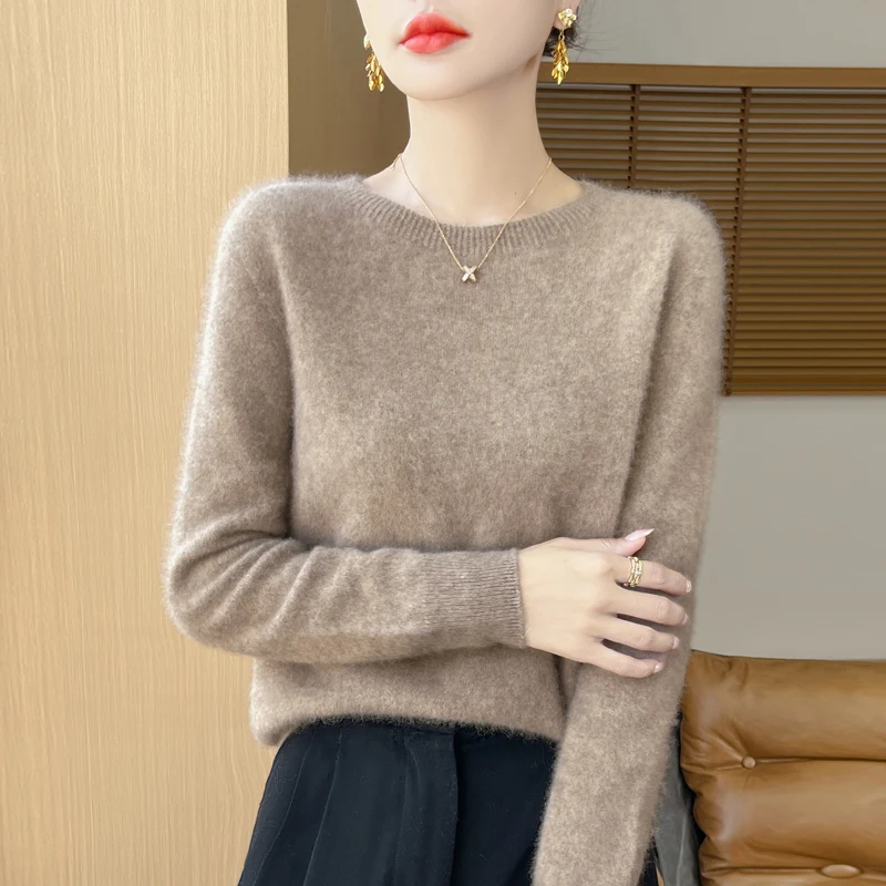 Woolen Sweater Round Neck 2024 Women's Autumn and Winter New Soft VersatileTop Casual and Fashionable Outerwear Top