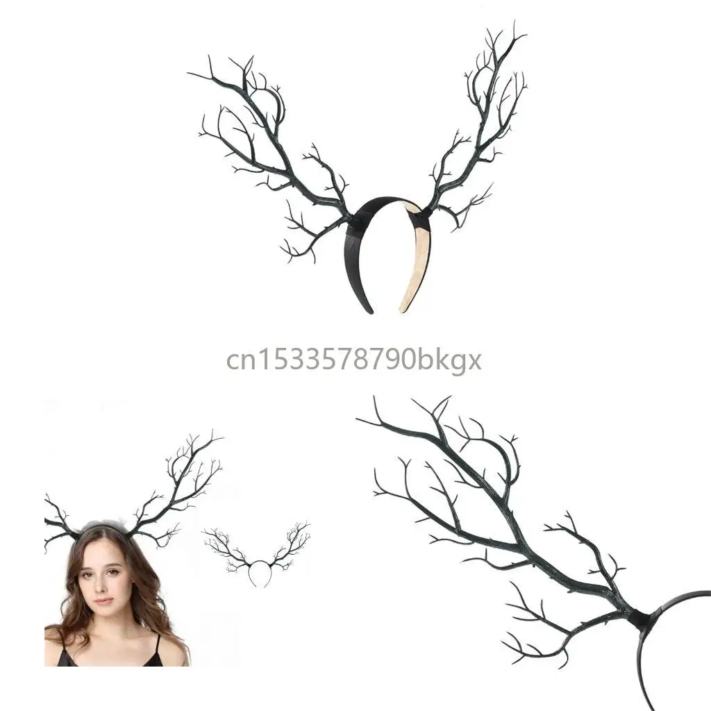 

Unisex Resin Hairband Branch Hairhoop Comfortable Headwear For Music Festival Halloween Party And Theme Event J78E