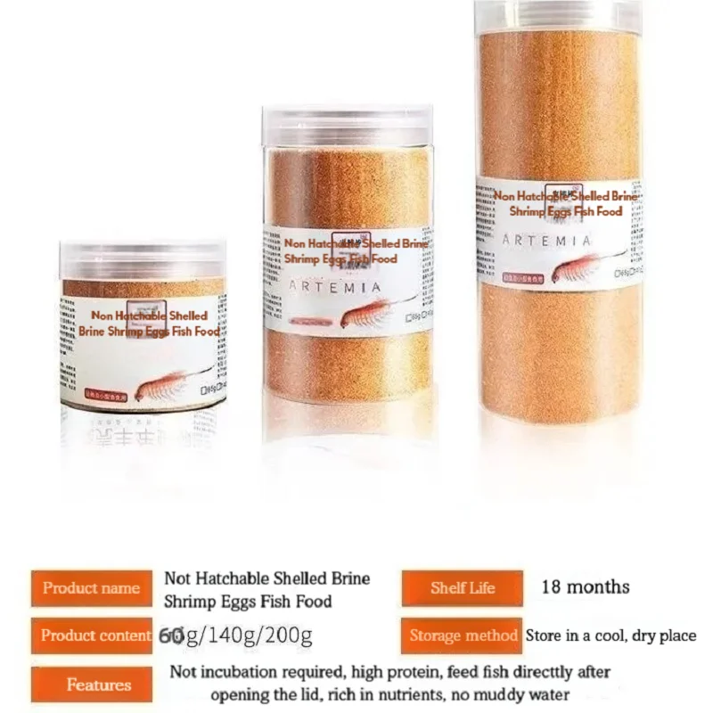 Pasteurisierte getrocknete entkapselte Salzlake-Garnelen-Ei Artemia Cysts Fischfutter für Meeresfische, tropische Fische, Guppy, Betta, Larvenfische