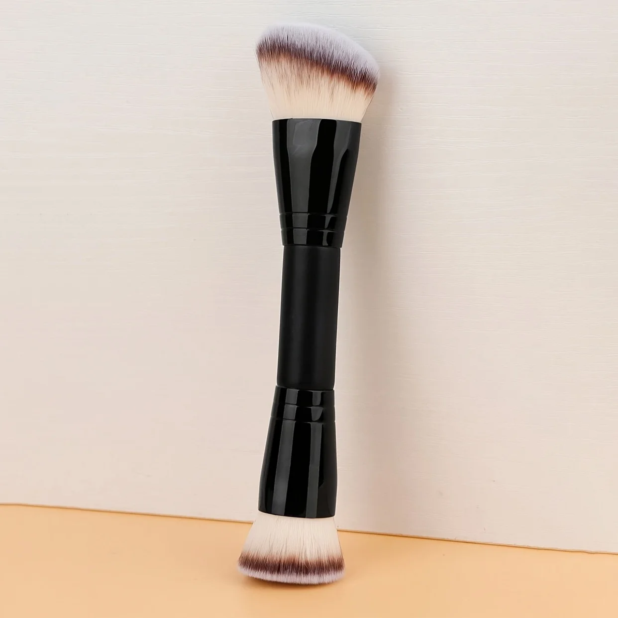 Dual-Ended Makeup Brush - Angled Contour & Flat Head Foundation Brush for BB Cream, Liquid Foundation, Seamless Blending