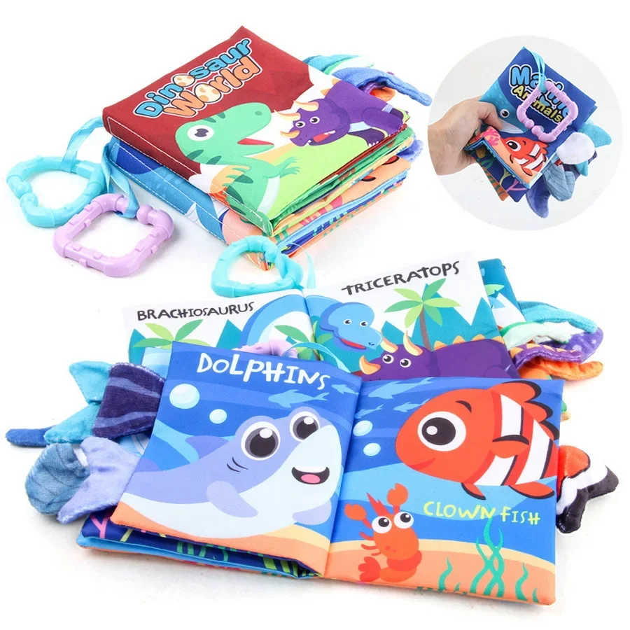 

1pc Soft Baby Books Touch Feel High Contrast Cloth Book Animals Dinosaur Sensory Montessori Early Learning Toys Children Gifts