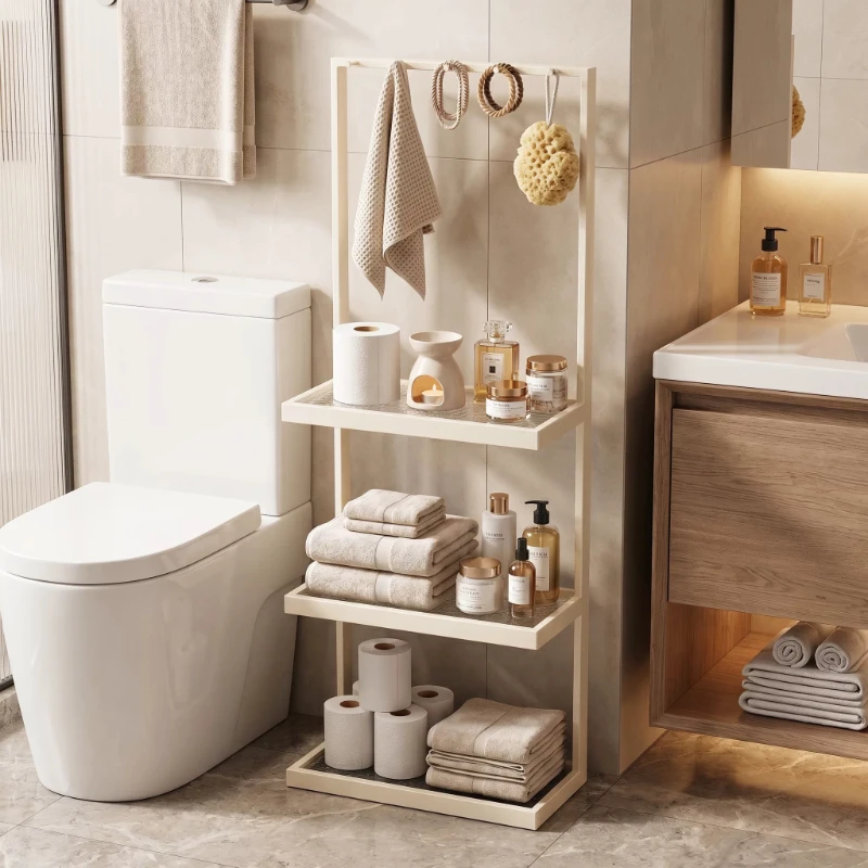 Household Items Nordic Bathroom Floor-to-ceiling Towel Rack, Multi-layer Multi-functional Storage Shelf Organizador De Baño