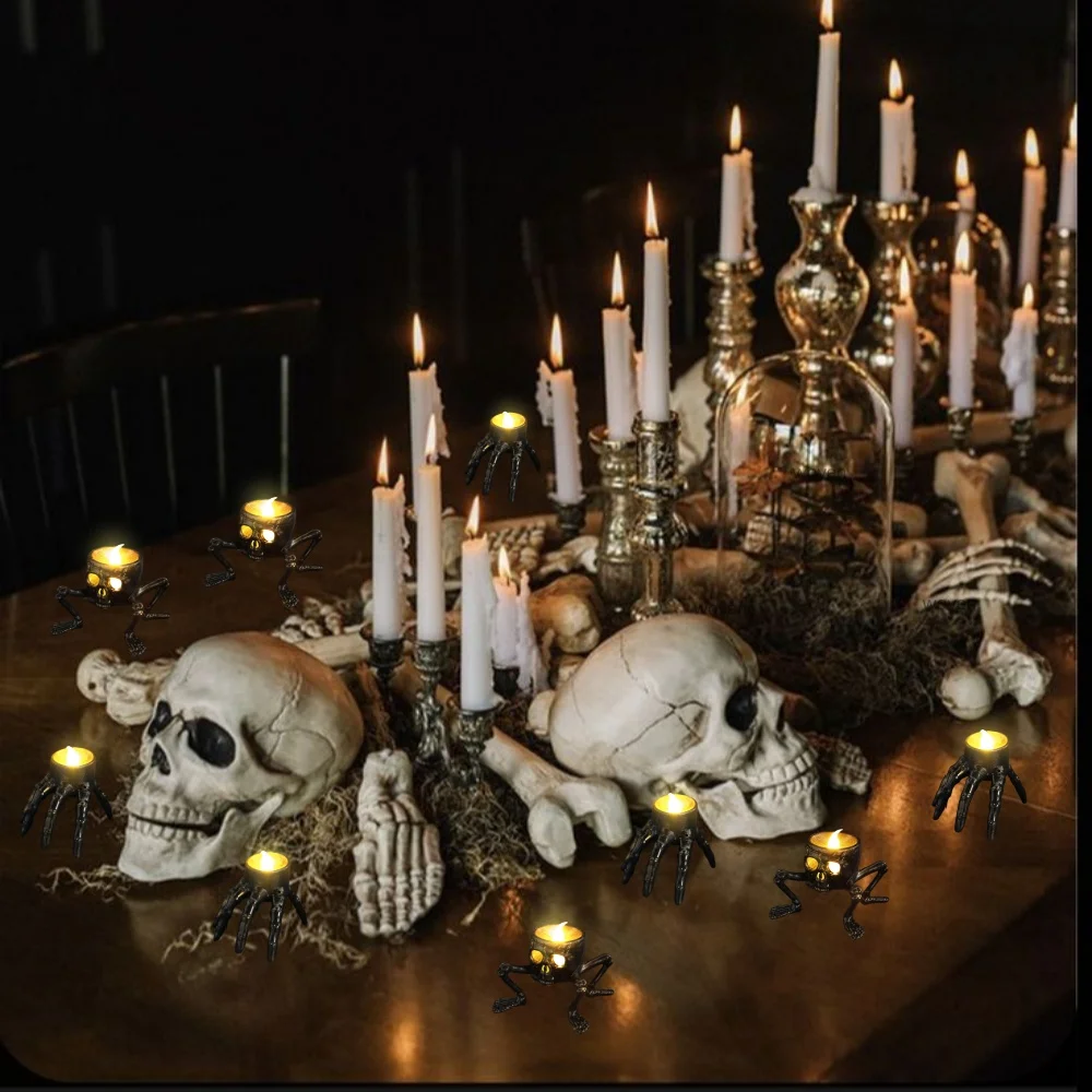 Imagem -02 - Nova Luz de Esqueleto de Halloween Led Velas Esqueleto Mão Pés Decoração de Halloween Vela para Casa Festa de Halloween Favores 12 24 Peças